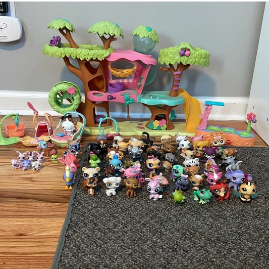 Littlest Pet Shop Lot – 50+ Figures, Baby LPS, Tree House Play Set, Accessories & More